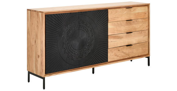 SIDEBOARD 175/90/40 cm - Schwarz/Akaziefarben, Design, Holz/Metall (175/90/40cm) - Ambia Home