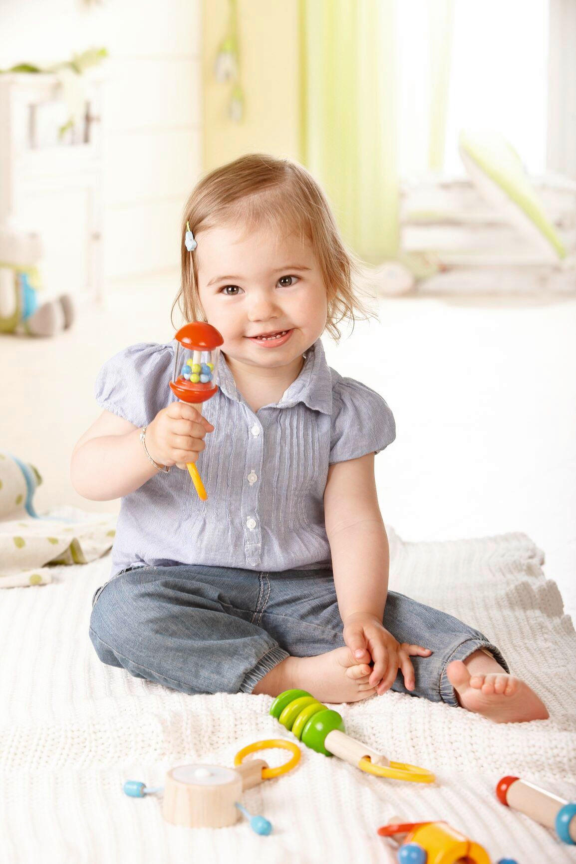 RASSEL  - Rot/Buchefarben, Basics, Holz/Kunststoff (14,10/5,5/4,8cm) - Haba