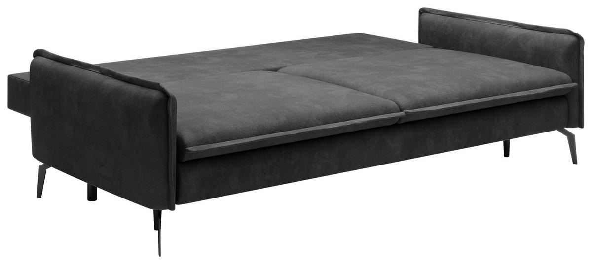 SCHLAFSOFA Chenille Schwarz  - Schwarz, KONVENTIONELL, Textil/Metall (223/89/107cm) - Carryhome