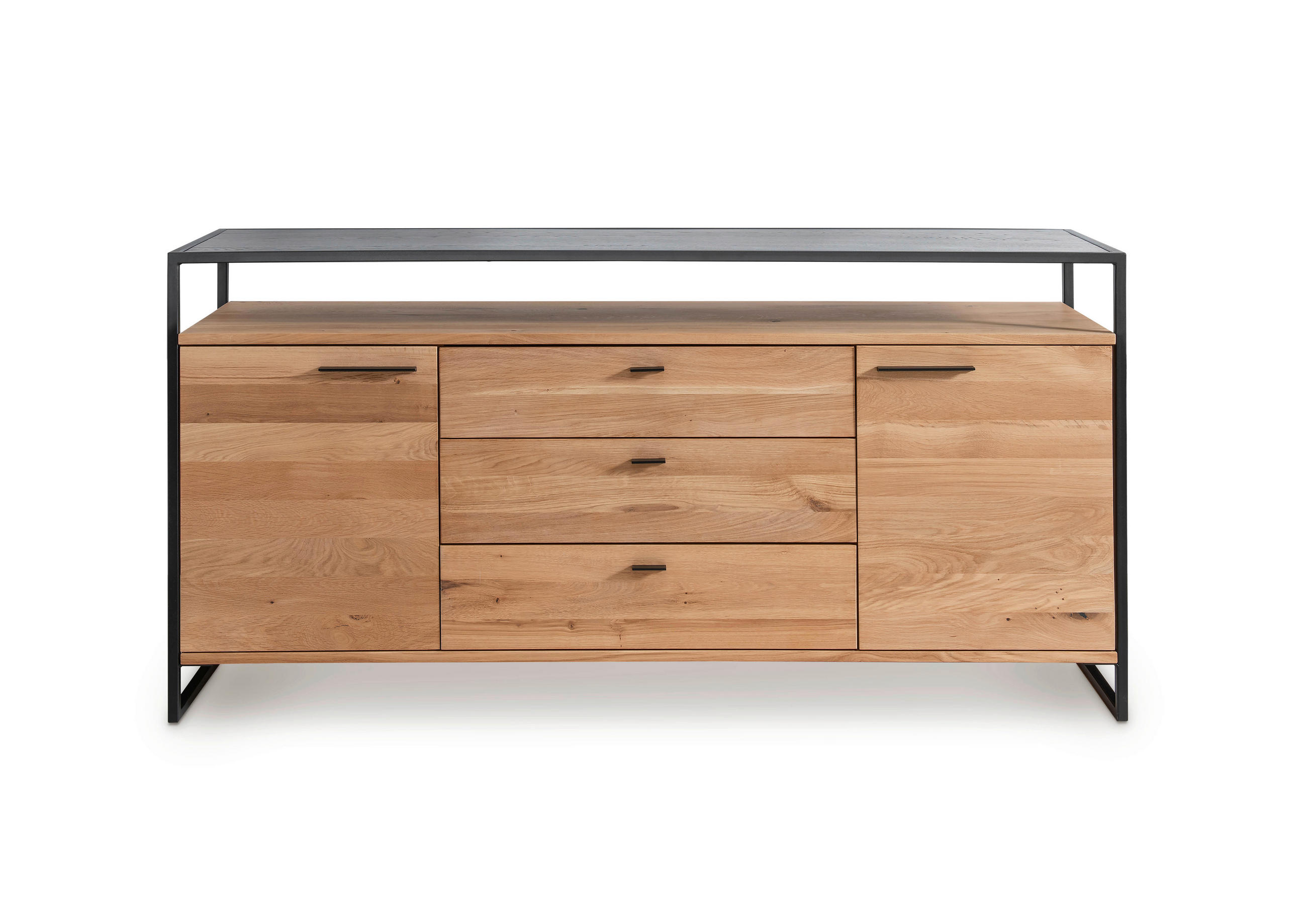 SIDEBOARD  169/83/44 cm 3 Schublade(n)  - Eichefarben/Schwarz, Design, Holz/Metall (169/83/44cm) - Linea Natura