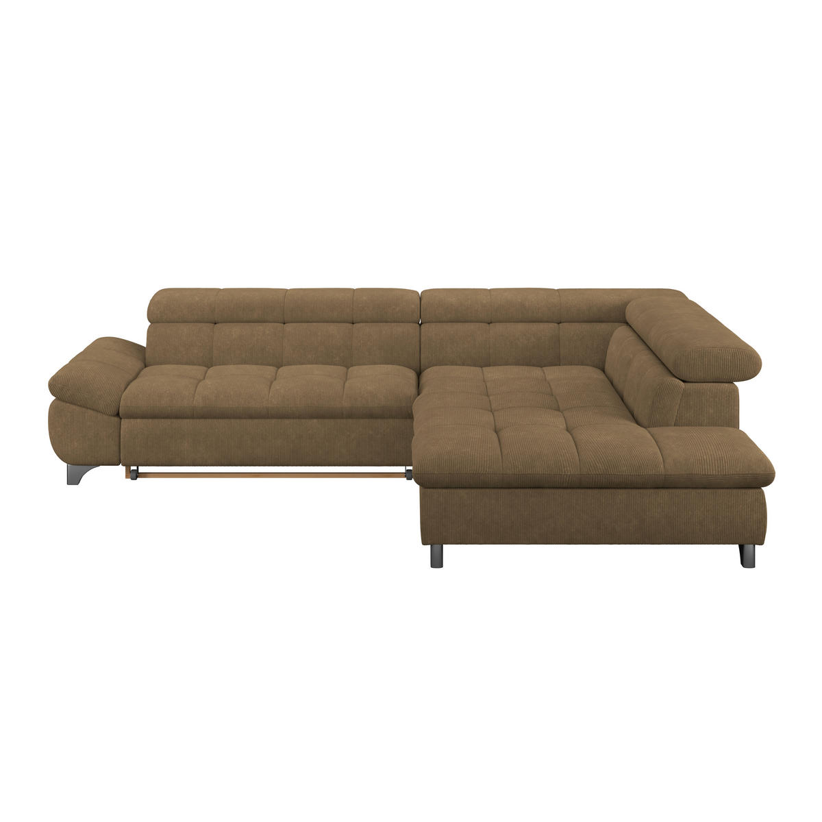 ECKSOFA Braun Chenille  - Chromfarben/Braun, KONVENTIONELL, Textil/Metall (312/234cm) - Livetastic
