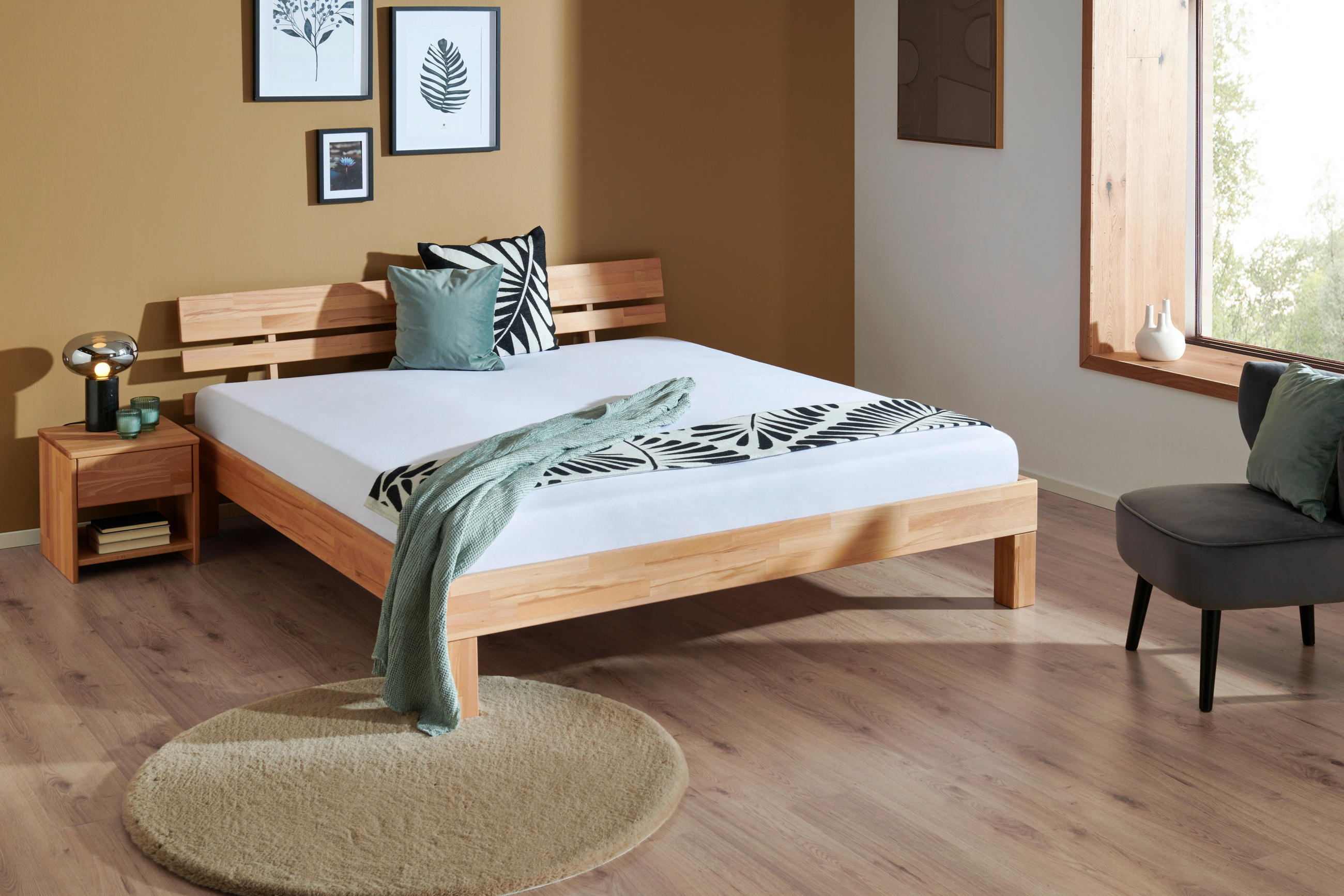 BETT 180/220 cm  in Kernbuche  - Kernbuche, Natur, Holz (180/220cm) - MID.YOU