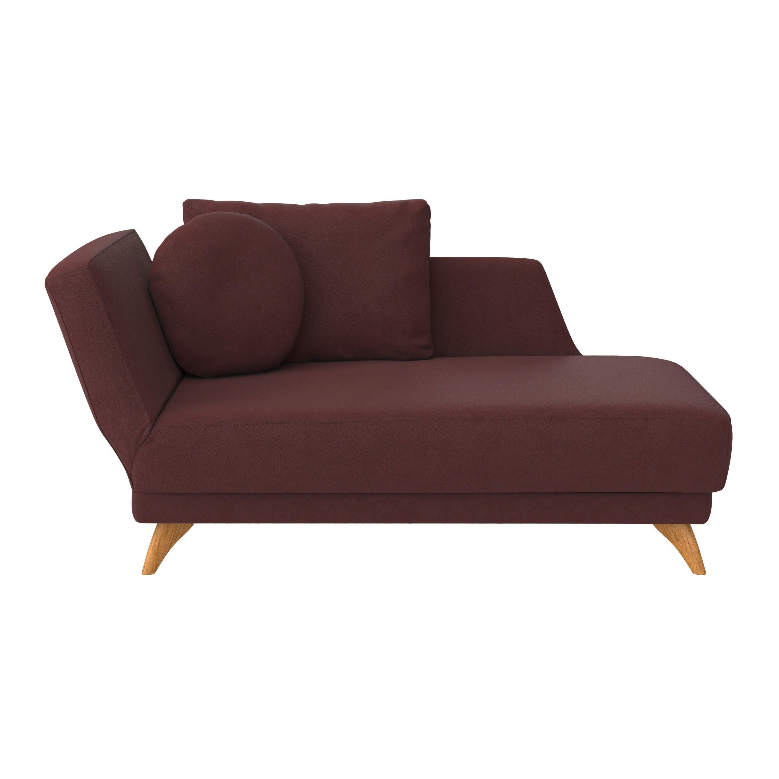 RÉCAMIERE in Flachgewebe Weinrot  - Eichefarben/Weinrot, Modern, Holz/Textil (205/74/94cm) - Bali