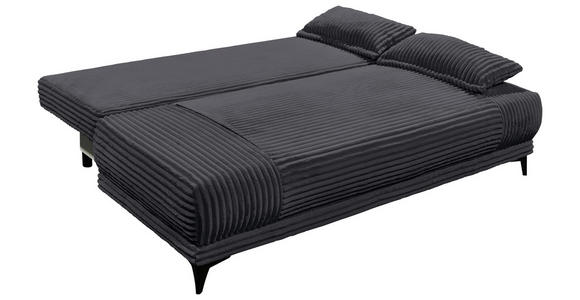 SCHLAFSOFA Cord Schwarz Rückenkissen, Armlehnenkissen, Bettkasten, Schlaffunktion, Rücken echt, Liegefläche im Originalstoff  - Schwarz, KONVENTIONELL, Kunststoff/Textil (211/96/105cm) - Carryhome