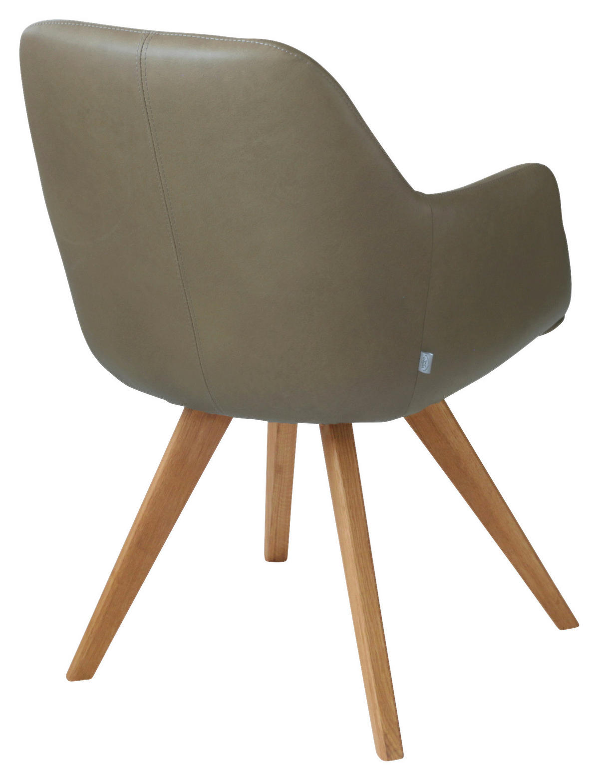 ARMLEHNSTUHL  in Echtleder pigmentiert  - Eichefarben/Graubraun, Design, Leder/Holz (57/85,5/65cm) - Voleo