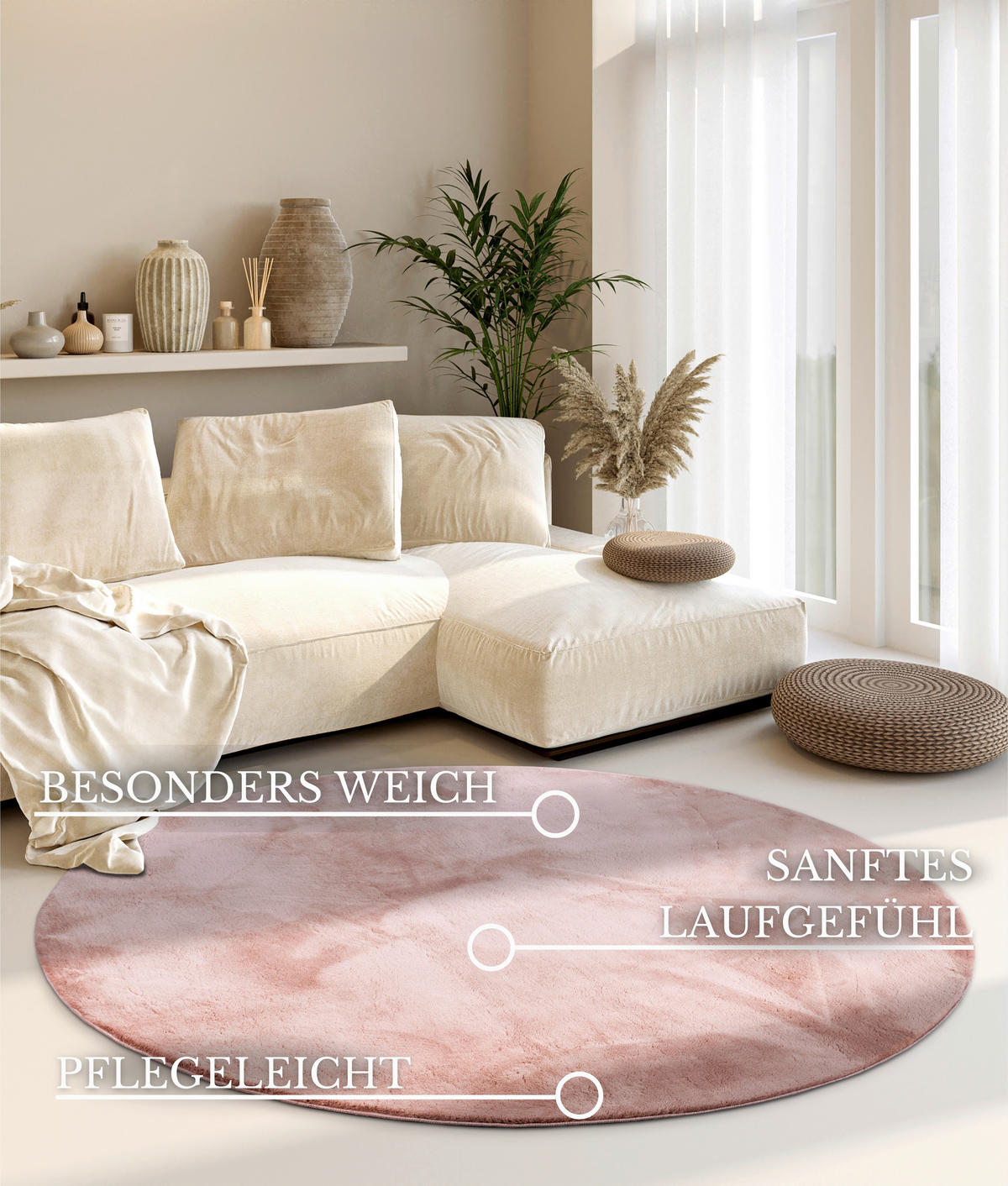 HOCHFLORTEPPICH 200 cm Kollektion 1899 Altrosa rund  - Altrosa, Design, Textil (200cm) - Villeroy & Boch