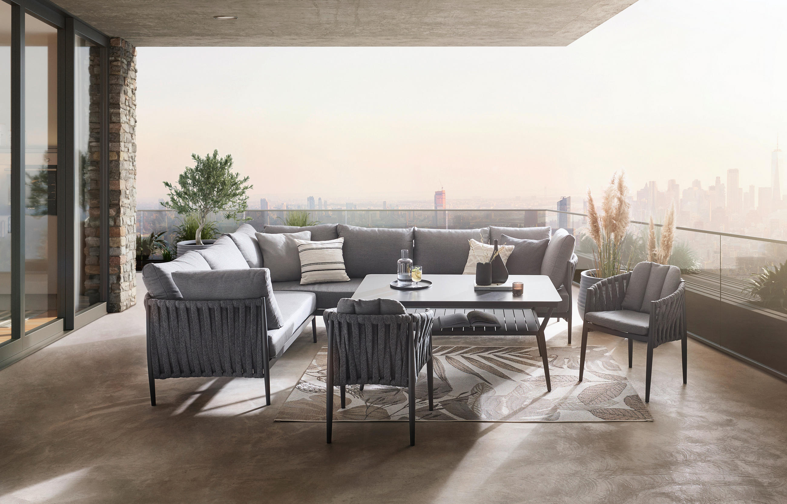 GARTENTISCH 140/90/66 cm Metall, Kunststoff, Keramik  - Dunkelgrau/Anthrazit, Design, Keramik/Kunststoff (140/90/66cm) - Amatio