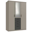 KLEIDERSCHRANK  in Graphitfarben, Grau  - Schwarz/Graphitfarben, KONVENTIONELL, Glas/Holzwerkstoff (135/199/58cm) - Carryhome