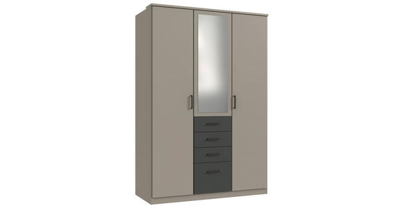 KLEIDERSCHRANK  in Graphitfarben, Grau  - Schwarz/Graphitfarben, KONVENTIONELL, Glas/Holzwerkstoff (135/199/58cm) - Carryhome