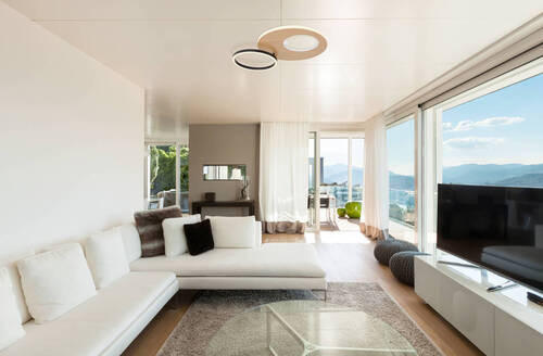 LED-DECKENLEUCHTE 21 W    61,2/40/10,5 cm  - Weiss/Dunkelbraun, Design, Holzwerkstoff/Kunststoff (61,2/40/10,5cm) - Globo