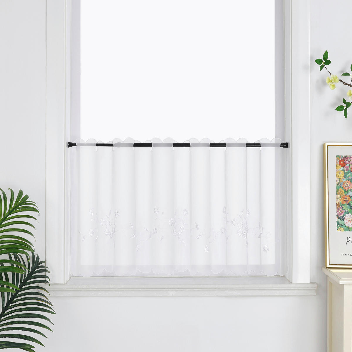 KURZGARDINE   90/45 cm   - Weiß Hochglanz, Basics, Textil (90/45cm)