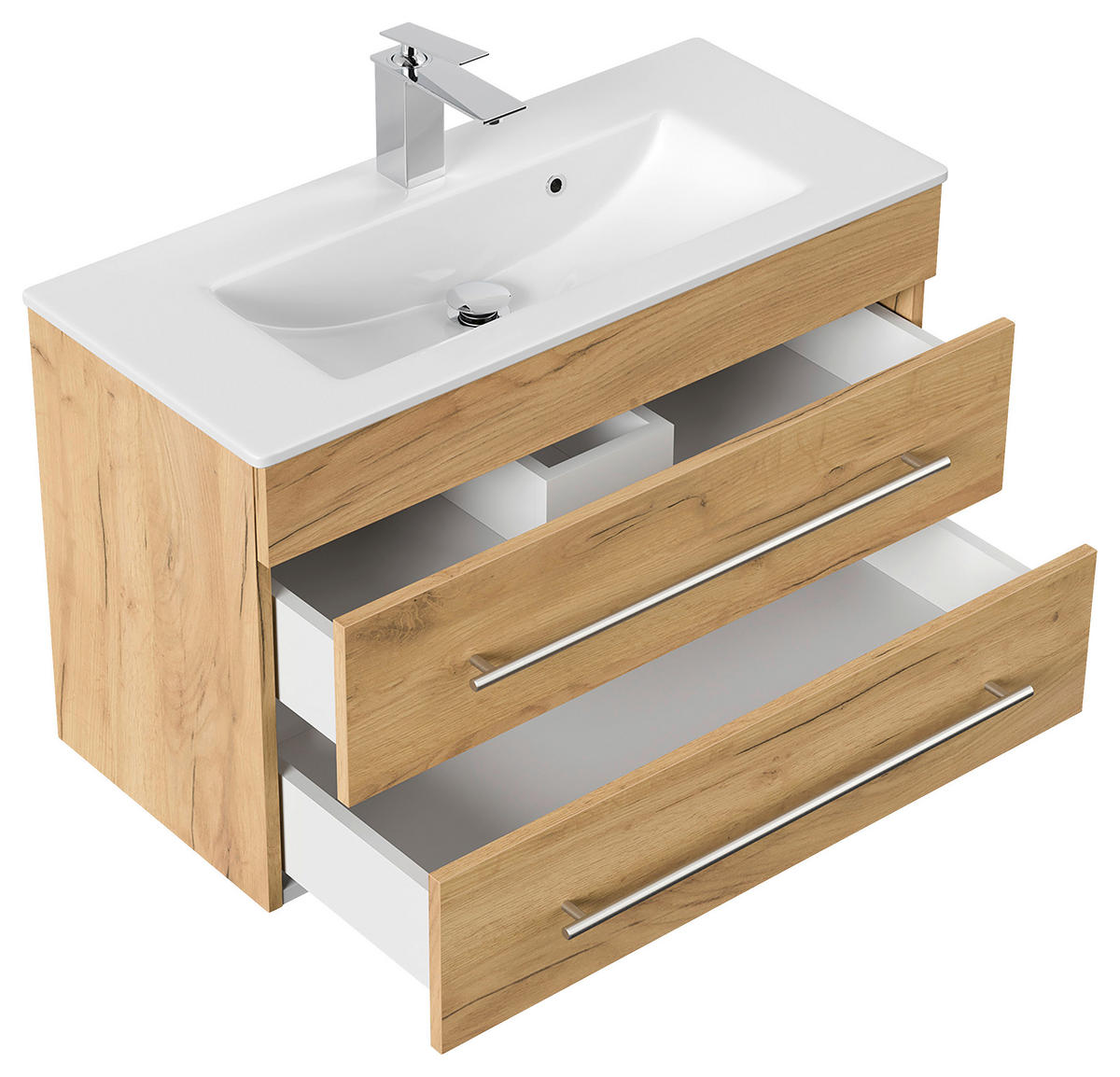 BADEZIMMER  in 80,4 cm  - Eichefarben/Silberfarben, MODERN, Keramik/Holzwerkstoff (80,4cm) - MID.YOU