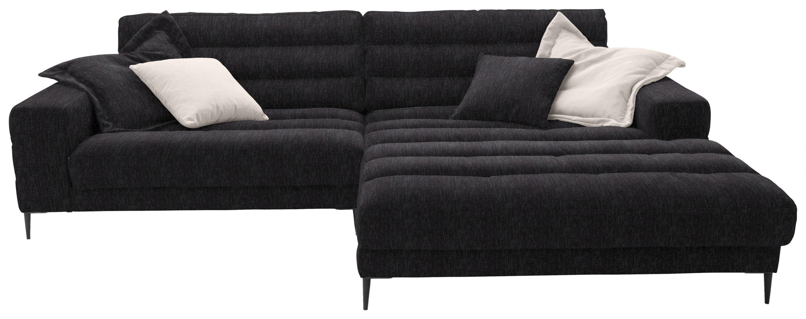 ECKSOFA in Flachgewebe Schwarz  296/207 cm  - Schwarz, Design, Textil/Metall (296/207cm) - Dieter Knoll
