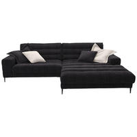 ECKSOFA in Flachgewebe Schwarz  - Schwarz, Design, Textil/Metall (296/207cm) - Dieter Knoll
