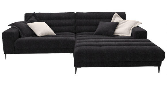 ECKSOFA in Flachgewebe Schwarz  - Schwarz, Design, Textil/Metall (296/207cm) - Dieter Knoll