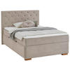 BOXBETT 140/200 cm,  in Creme, Matratze, gepolstertes Kopfteil, Bettkasten, Topper, H3 = fest  - Eichefarben/Creme, Basics, Holz/Textil (140/200cm) - Boxxx