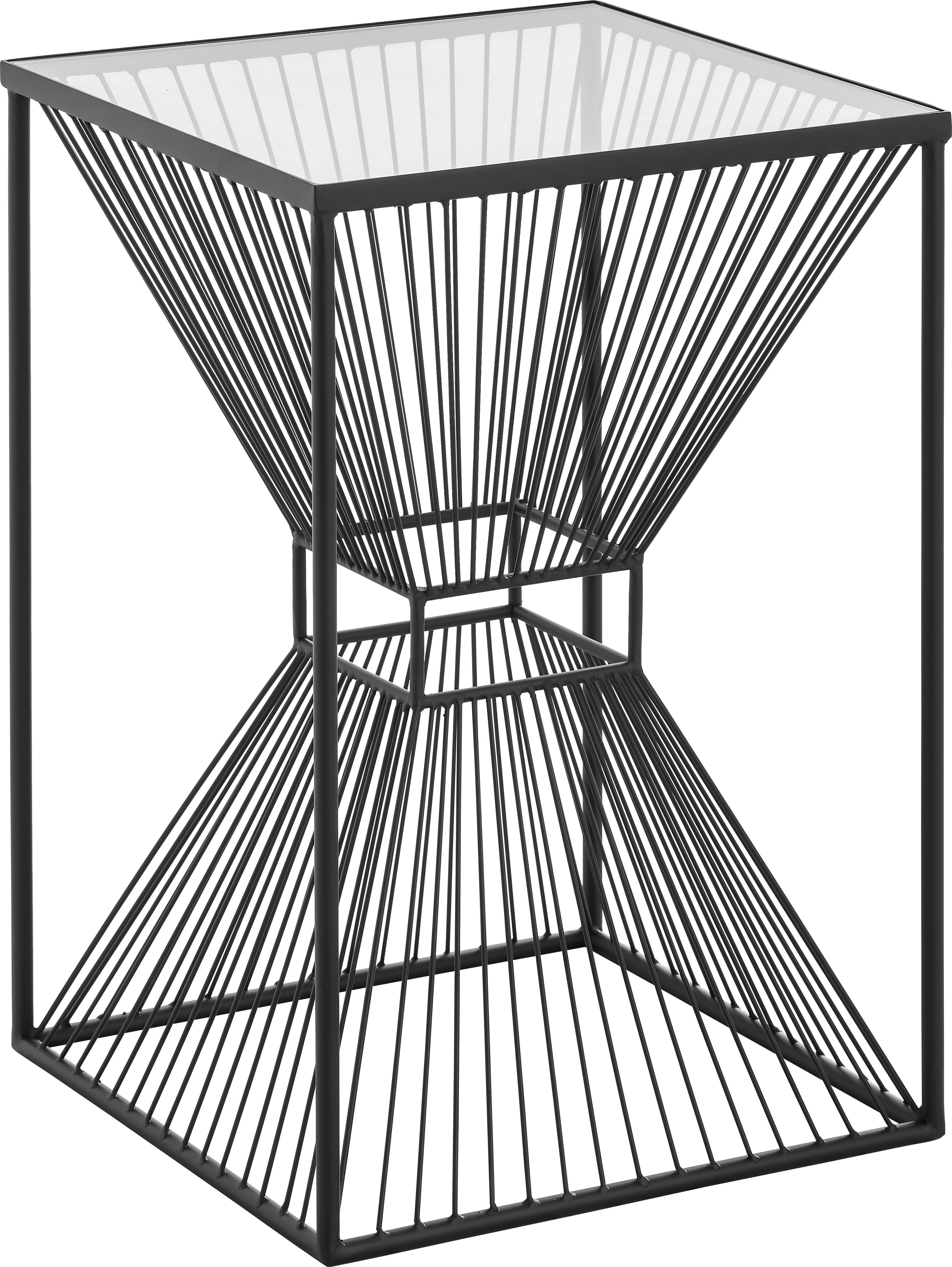 BEISTELLTISCH quadratisch Schwarz  - Schwarz, Trend, Glas/Metall (40/40/60cm) - Xora