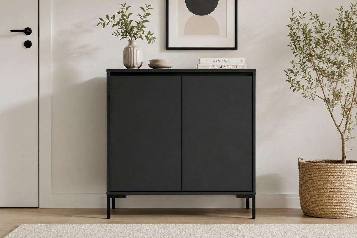 KOMMODE , 81/87/40 cm,  - Schwarz, Design, Holzwerkstoff (81/87/40cm) - MID.YOU