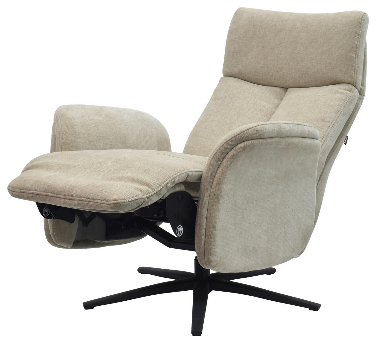 RELAXSESSEL Webstoff    - Beige/Schwarz, Design, Holz/Textil (75/109/84/148/84cm) - Livetastic