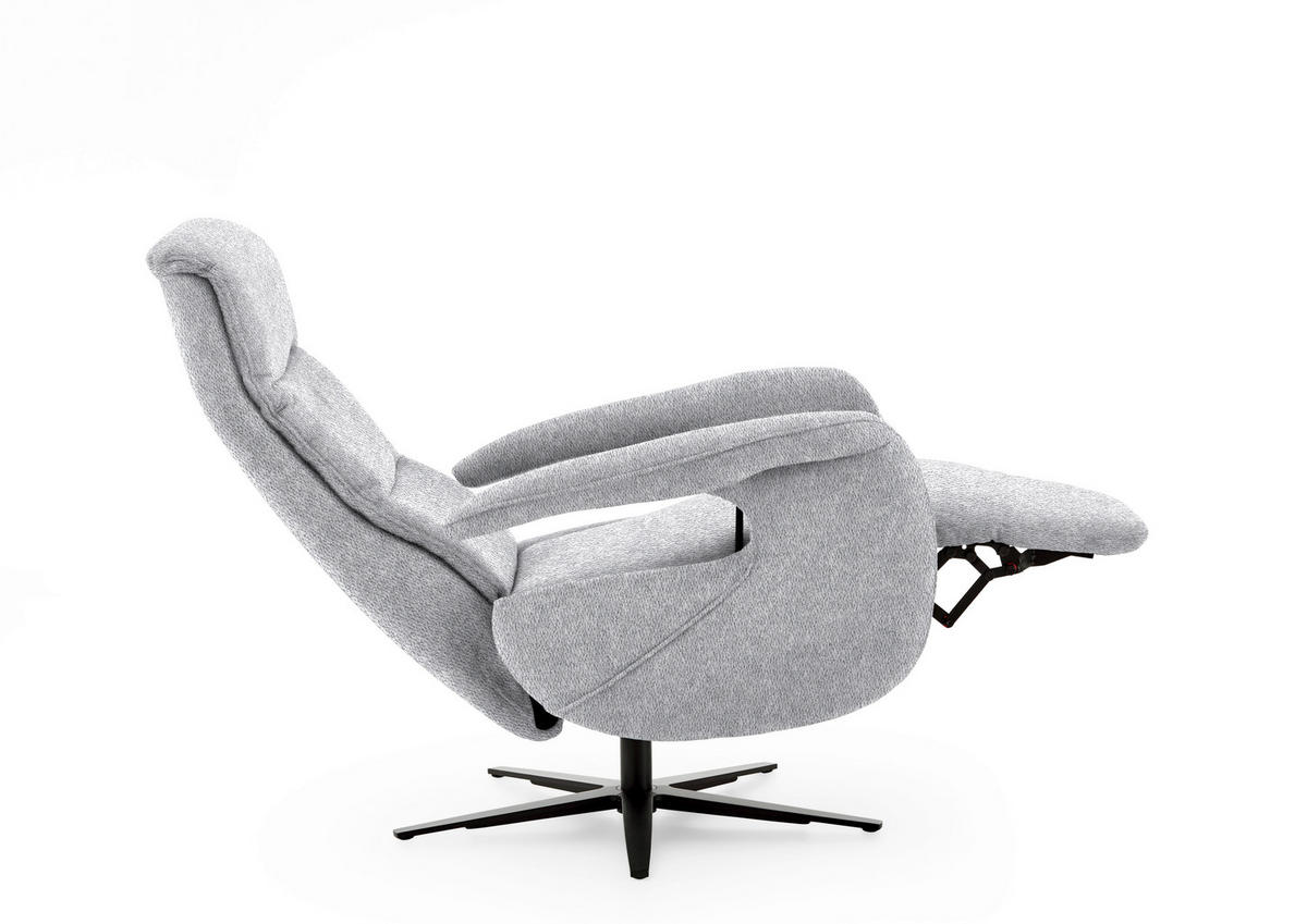 RELAXSESSEL in Textil Hellgrau  - Hellgrau/Schwarz, Design, Textil/Metall (71/112/83-176cm) - Beldomo Style