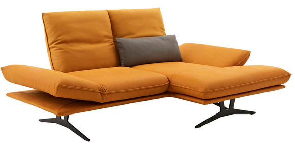 ECKSOFA in Echtleder Currygelb  - Currygelb/Schwarz, Design, Leder/Metall (210/130cm) - Dieter Knoll