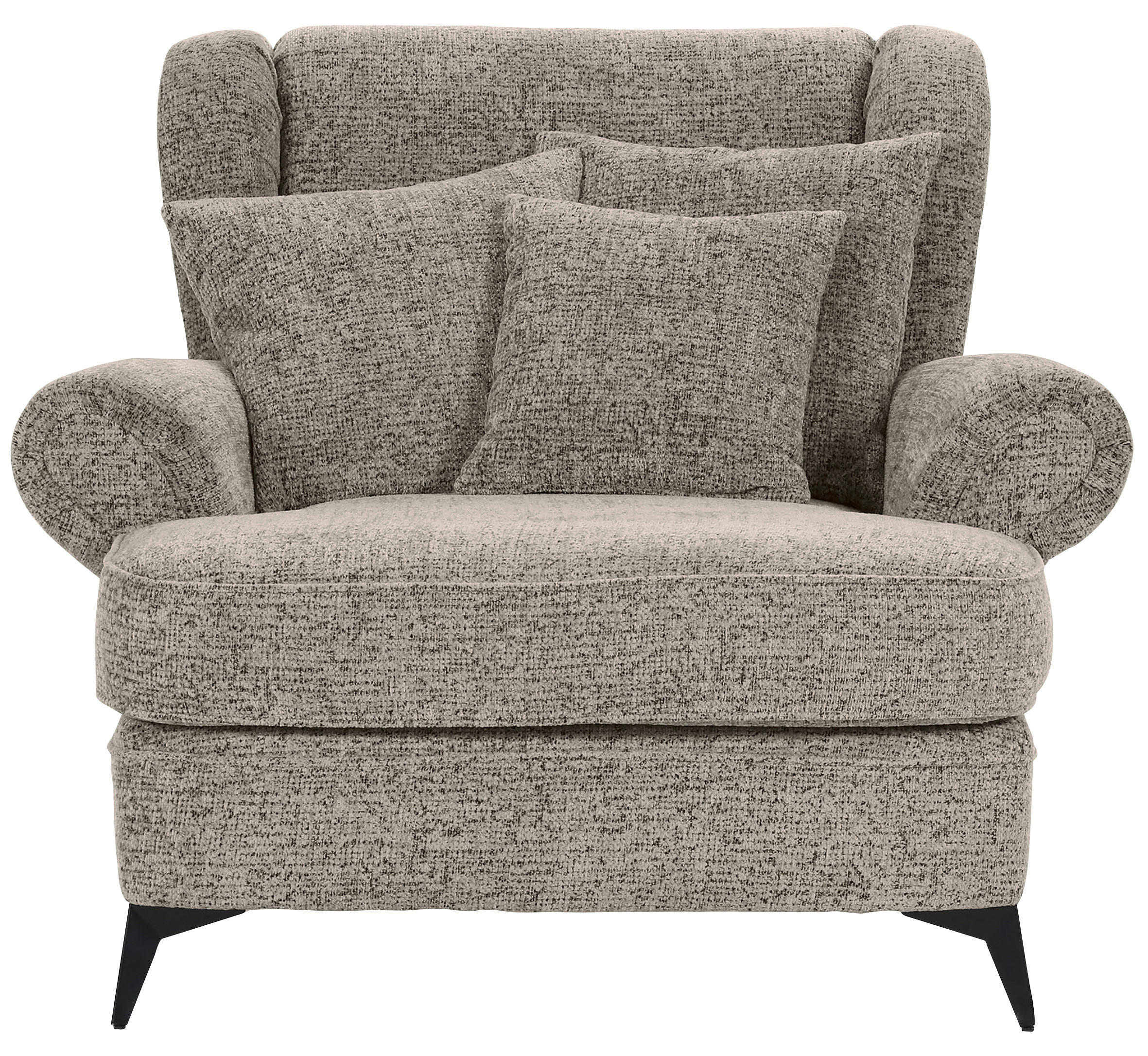 XXL-SESSEL in Chenille Graubraun - Graubraun/Schwarz, Romantik / Landhaus, Textil/Metall (125/102/137cm) - Landscape