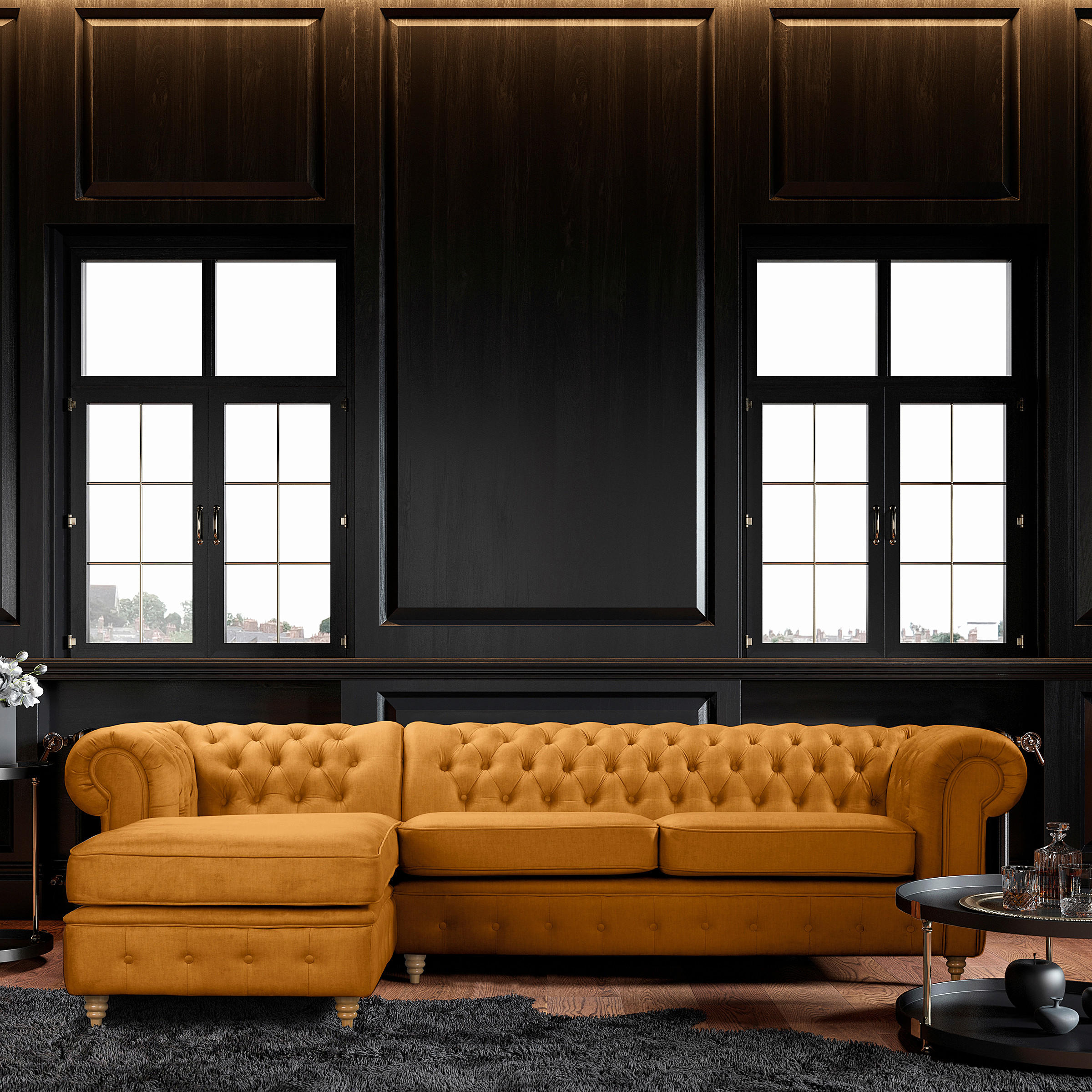 ECKSOFA Laura Bernsteinfarben Mikrofaser  - Bernsteinfarben/Braun, Design, Holz/Textil (182/284cm) - P & B
