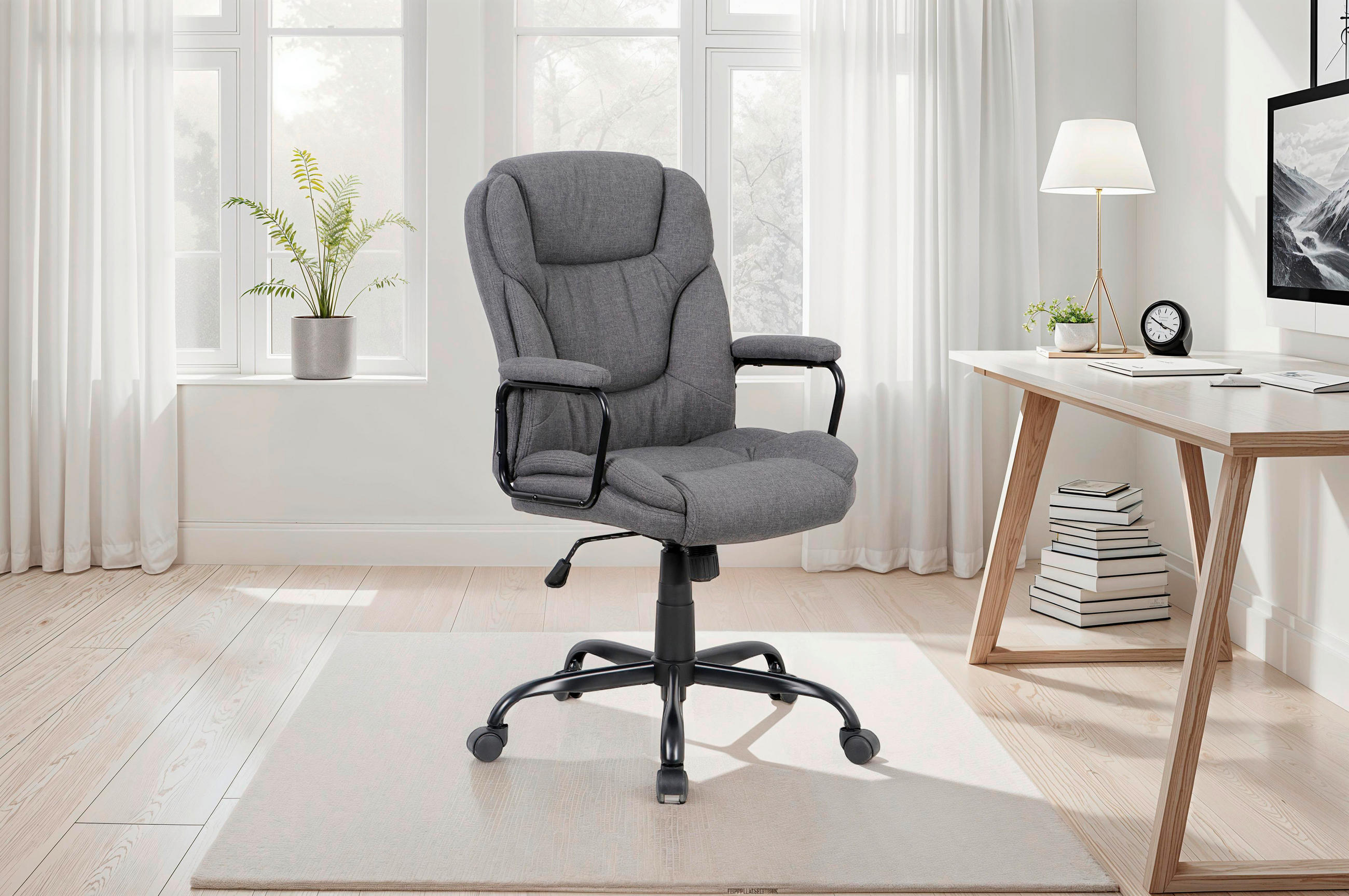 CHEFSESSEL Webstoff Grau, Schwarz Hochglanz  - Schwarz Hochglanz/Schwarz, MODERN, Textil/Metall (57/109/67cm) - MID.YOU