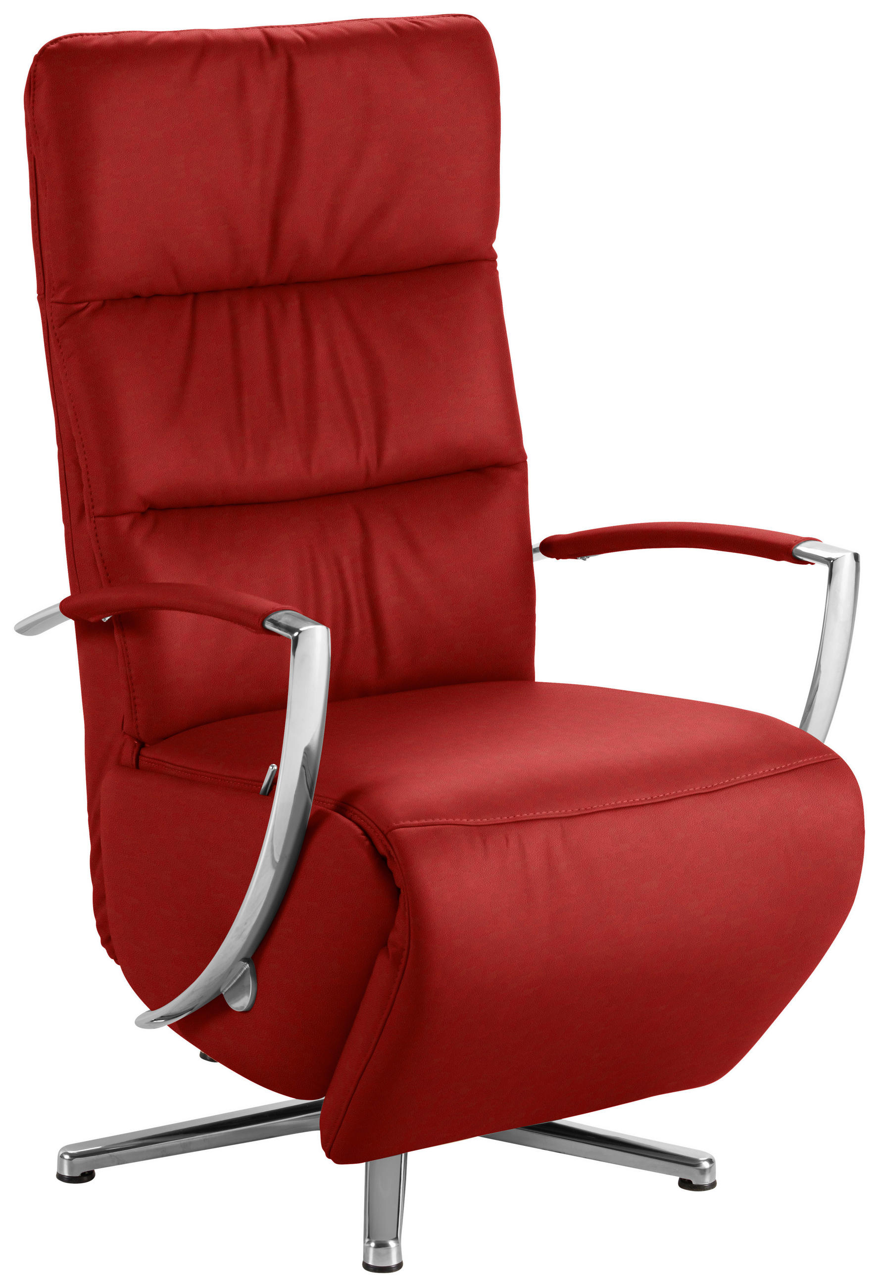 RELAXSESSEL in Leder Rot  - Chromfarben/Rot, Design, Leder/Metall (64/112/80cm) - Cantus
