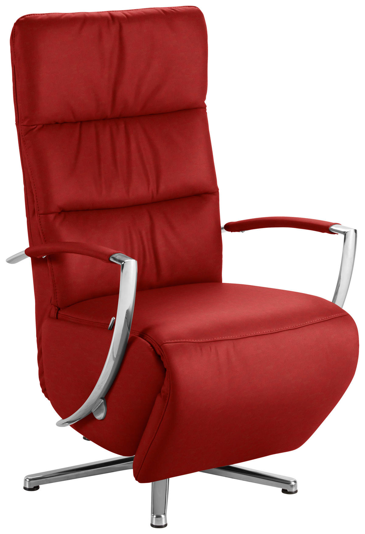 RELAXSESSEL Echtleder    - Chromfarben/Rot, Design, Leder/Metall (64/112/80cm) - Cantus