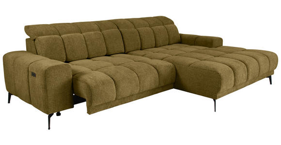 ECKSOFA inkl.Funktionen Olivgrün Chenille  - Schwarz/Olivgrün, MODERN, Textil/Metall (300/195cm) - Xora