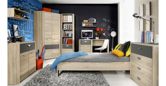 SCHREIBTISCH 130/58/74 cm in Anthrazit, Sonoma Eiche - Eichefarben/Anthrazit, Design, Holzwerkstoff (130/58/74cm) - Carryhome