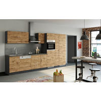 KÜCHENBLOCK 360 cm   in Graphitfarben, Schieferfarben, Eiche Wotan  - Chromfarben/Schieferfarben, Modern, Holzwerkstoff/Metall (360cm) - Held