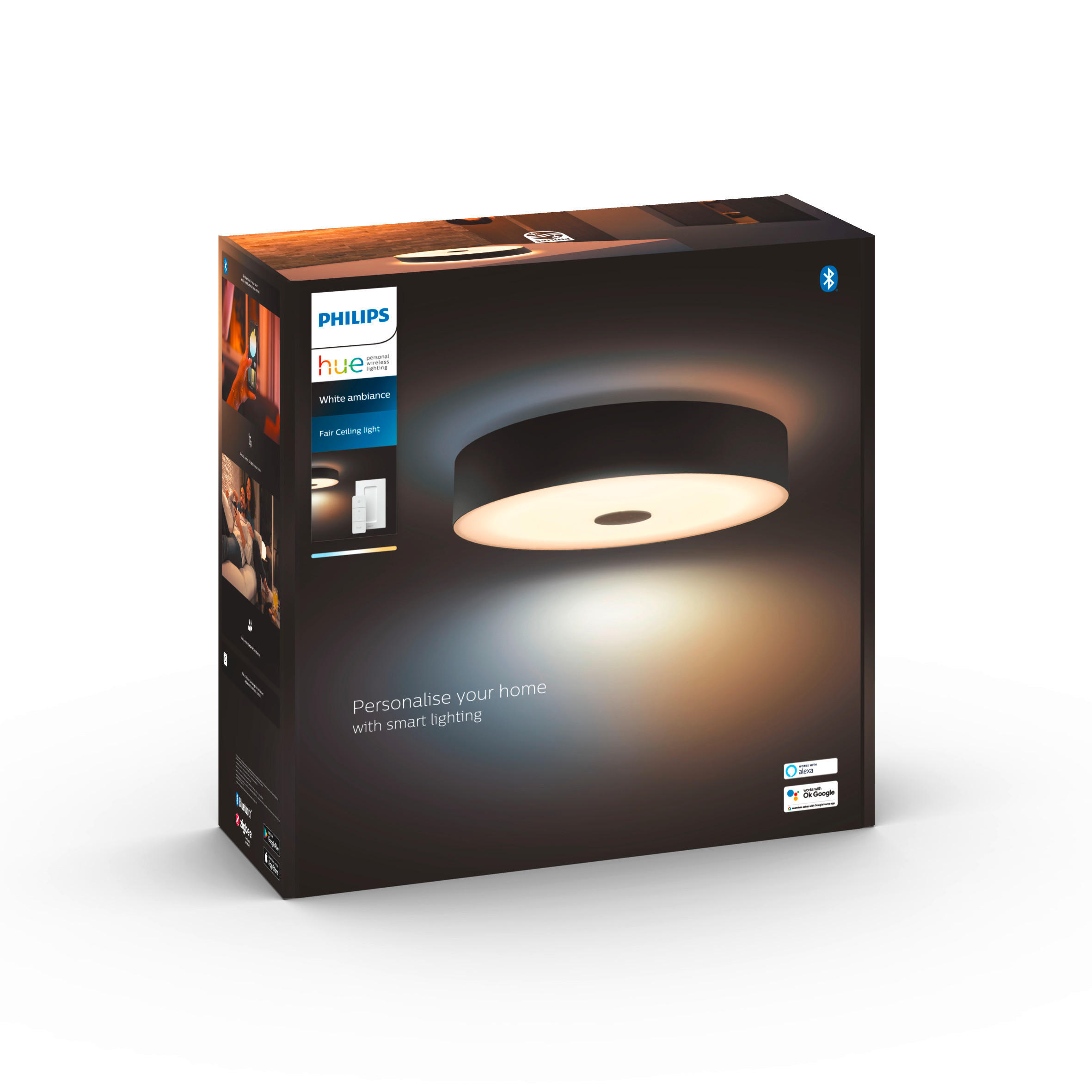 LED-DECKENLEUCHTE White Ambiance White Fair 44,4/9,9 cm   - Schwarz, Design, Glas/Metall (44,4/9,9cm) - Philips HUE