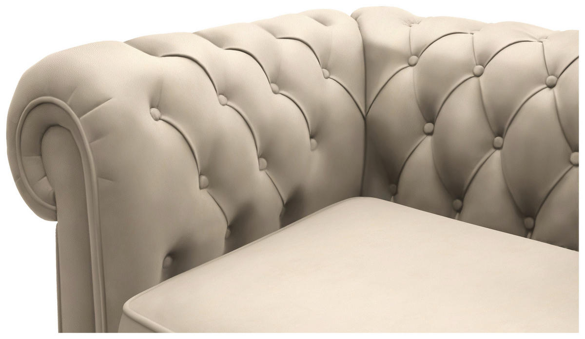 CHESTERFIELD-SOFA in Lederlook Creme  - Wengefarben/Creme, Lifestyle, Holz/Textil (206/76,5/96cm) - Landscape