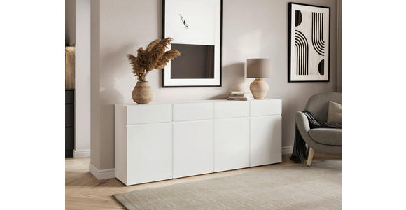 SIDEBOARD  200/79,6/39,8 cm 4 Schublade(n)  - Silberfarben/Weiß, Design, Holzwerkstoff/Kunststoff (200/79,6/39,8cm) - Xora