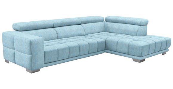 ECKSOFA  in Chenille Blau  301/207 cm  - Chromfarben/Blau, Design, Textil (301/207cm) - Xora