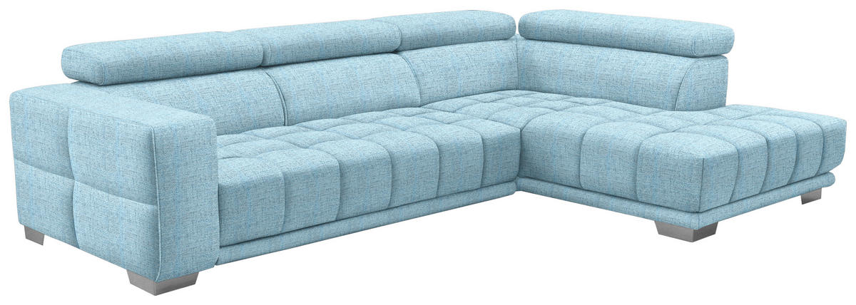 ECKSOFA in Chenille Blau  - Chromfarben/Blau, Design, Textil (301/207cm) - Xora