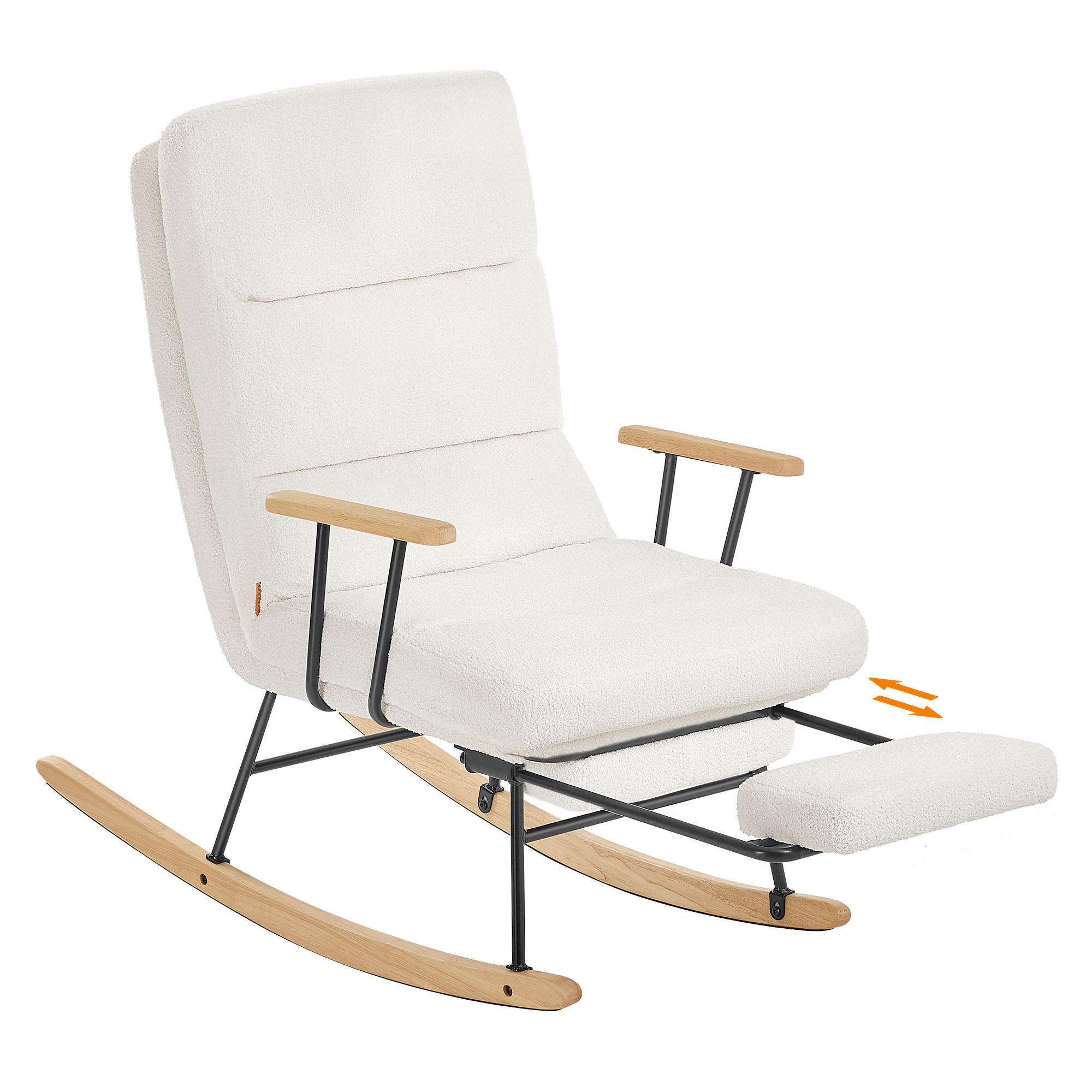 SCHAUKELSTUHL in Velours Creme  - Eichefarben/Creme, Basics, Holzwerkstoff/Textil (67/100/97cm)