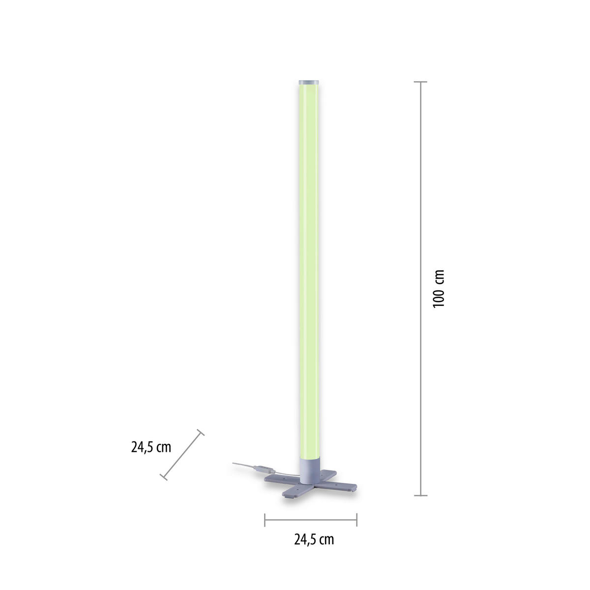 PODNA LED LAMPA - srebrna, Dizajnerski, plastika (24,5/24,5/103cm)