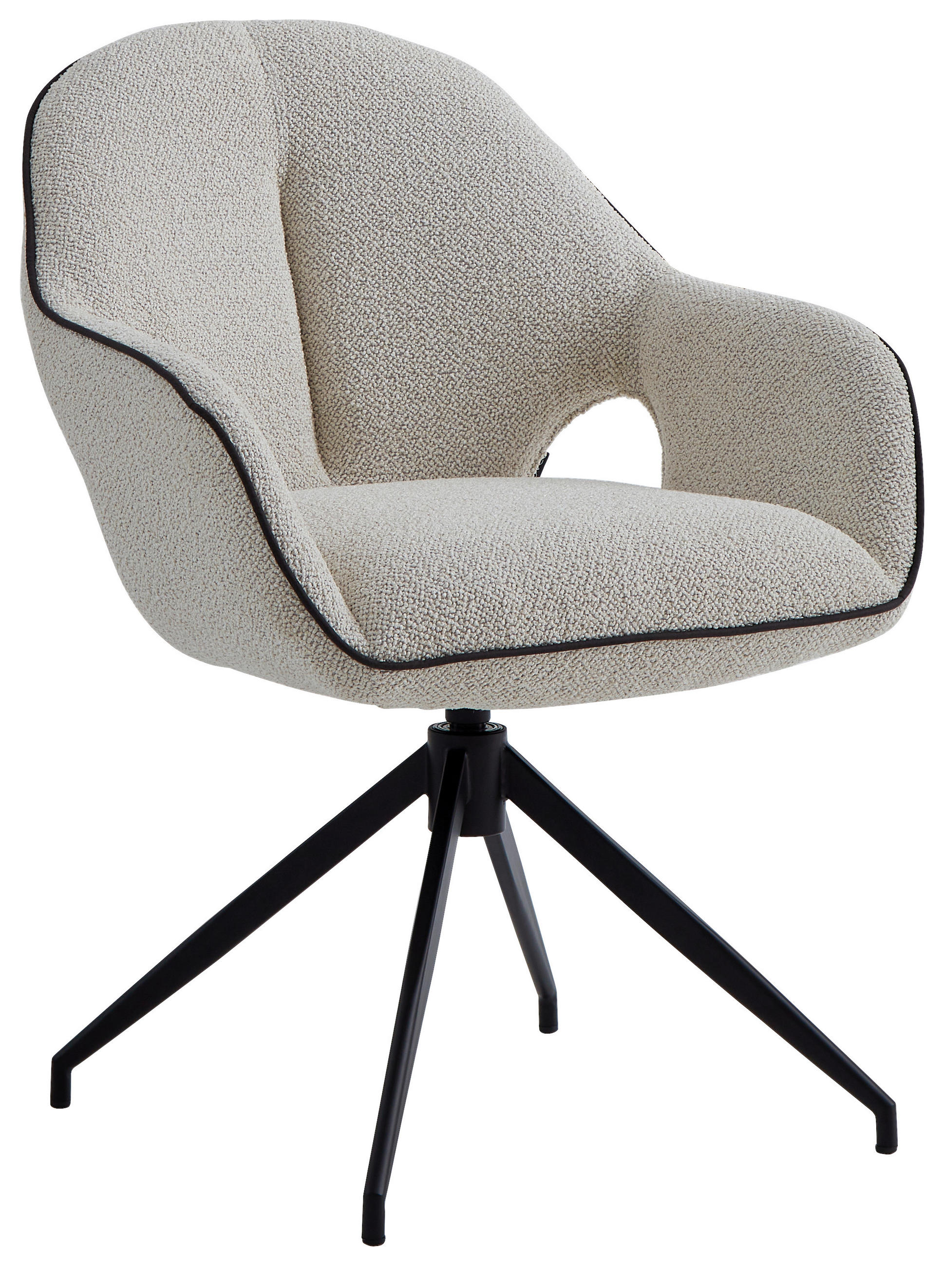 ARMLEHNSTUHL  in Eisen Leinenoptik  - Creme/Schwarz, Design, Textil/Metall (62/85/64cm) - Novel