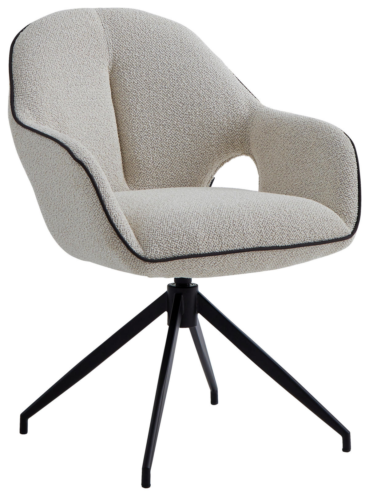 ARMLEHNSTUHL  in Eisen Leinenoptik  - Creme/Schwarz, Design, Textil/Metall (62/85/64cm) - Novel