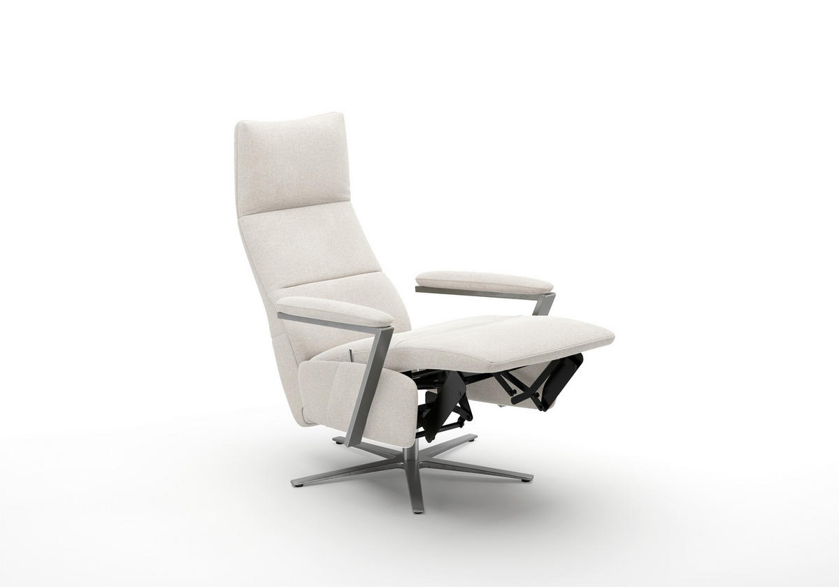 RELAXSESSEL TV VARIO COMFORT E S1 Flachgewebe Kopfteilverstellung, Rücken echt    - Silberfarben/Creme, Basics, Textil/Metall (70/124/85cm) - Sit & More