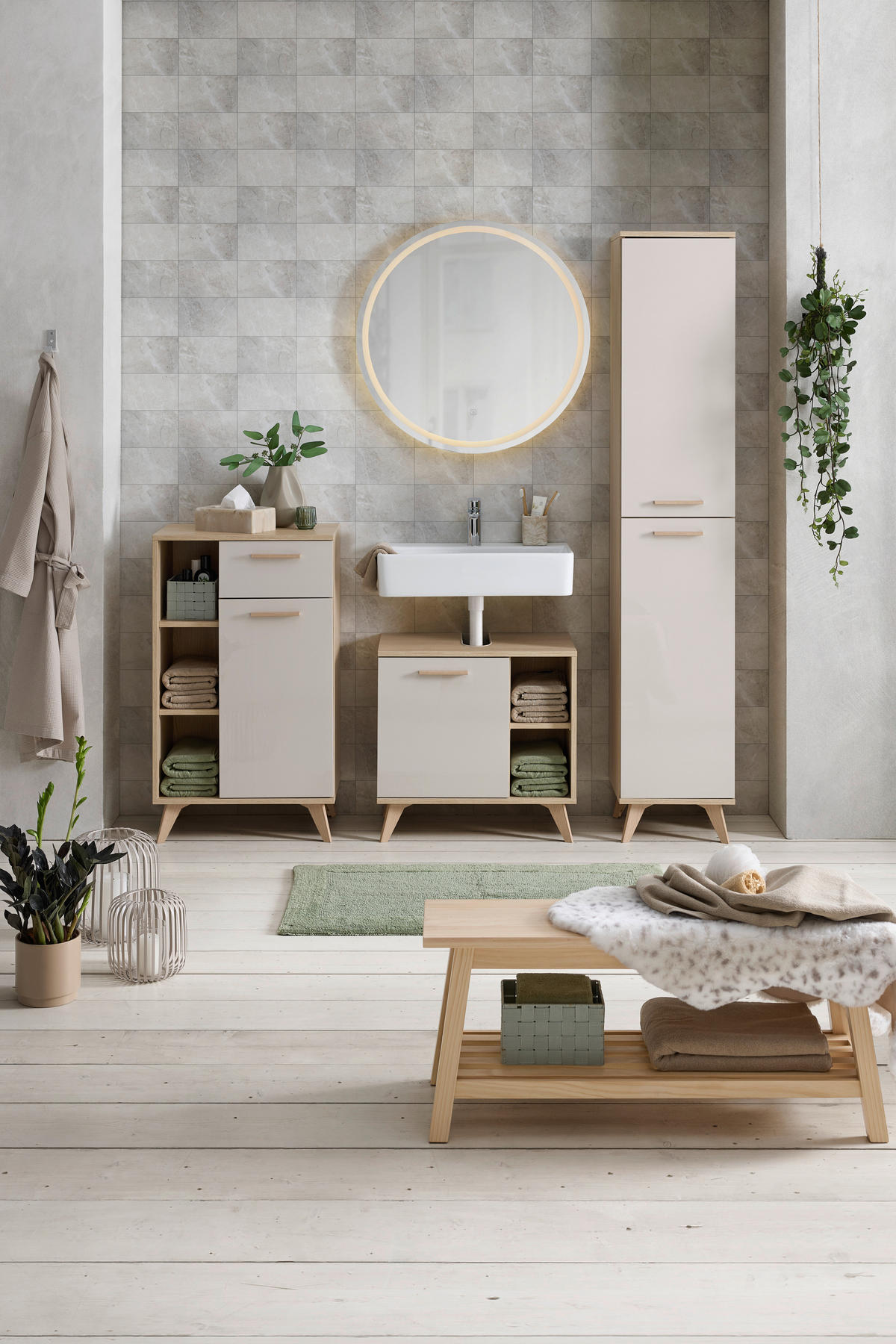 HÖGSKÅP  - kashmir/ekfärgad, Modern, trämaterial/plast (35/185/35cm) - Best Price