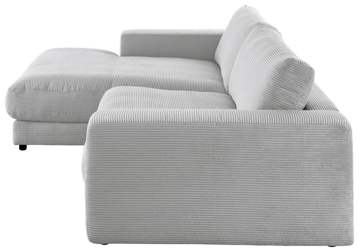ECKSOFA in Cord Grau  - Schwarz/Grau, Design, Kunststoff/Textil (190/270cm) - Lomoco