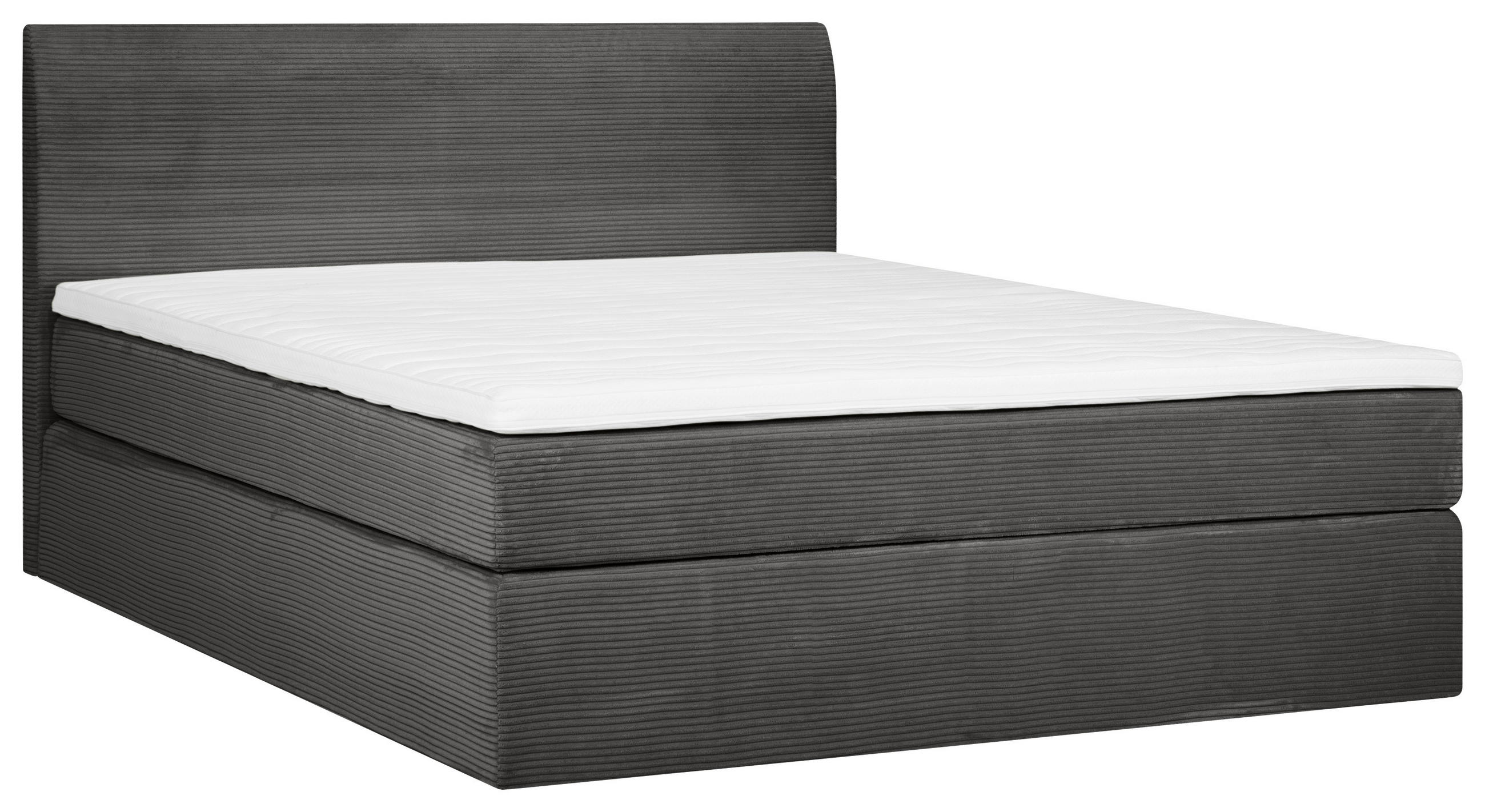 BOXSPRINGBETT 160/200 cm  in Grau  - Schwarz/Grau, KONVENTIONELL, Holz/Textil (160/200cm) - Boxxx