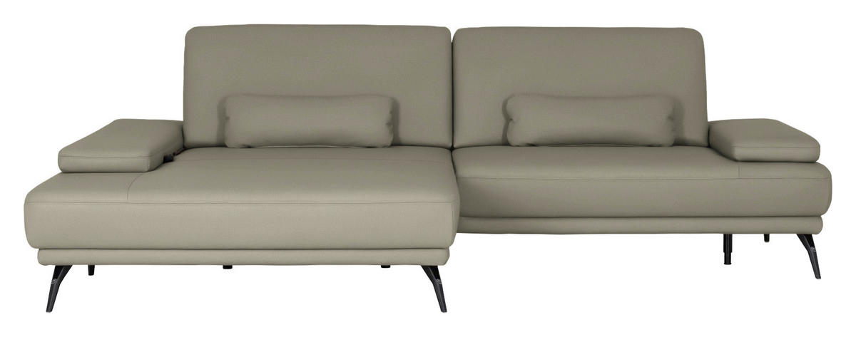 ECKSOFA JOOP! STUDIO in Echtleder Platinfarben  180/301 cm  - Platinfarben/Schwarz, KONVENTIONELL, Leder/Metall (180/301cm) - Joop!