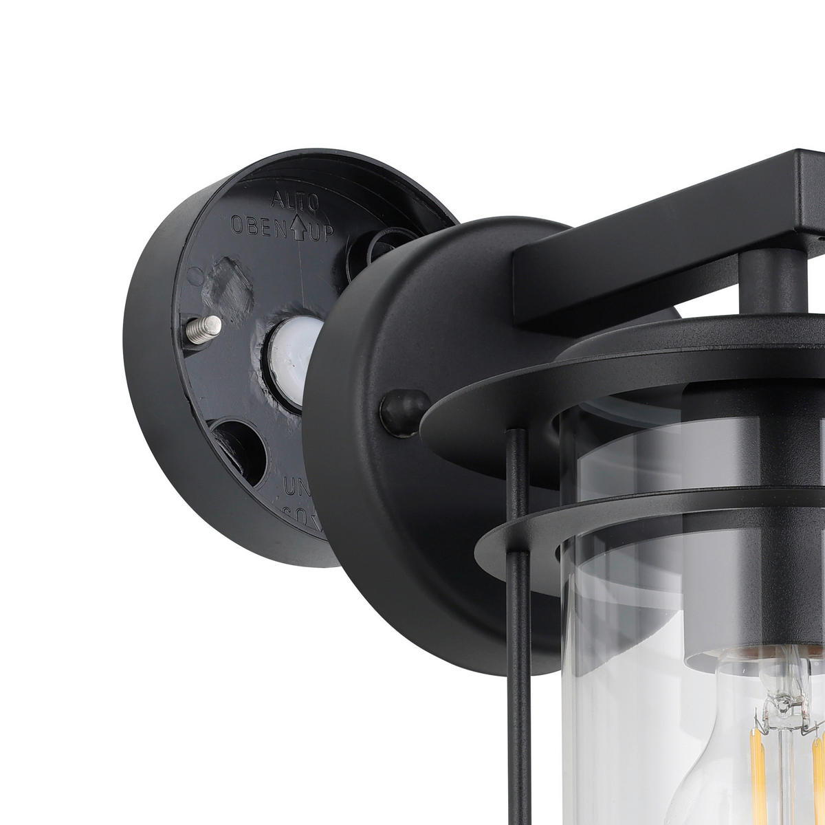 VONKAJŠIE NÁSTENNÉ SVIETIDLO,  16,5/27,5/20 cm - priehľadné/čierna, Konventionell, kov/sklo (16,5/27,5/20cm) - Eglo