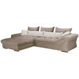 ECKSOFA Naturfarben, Taupe Cord  - Taupe/Chromfarben, KONVENTIONELL, Textil/Metall (225/335cm) - Carryhome