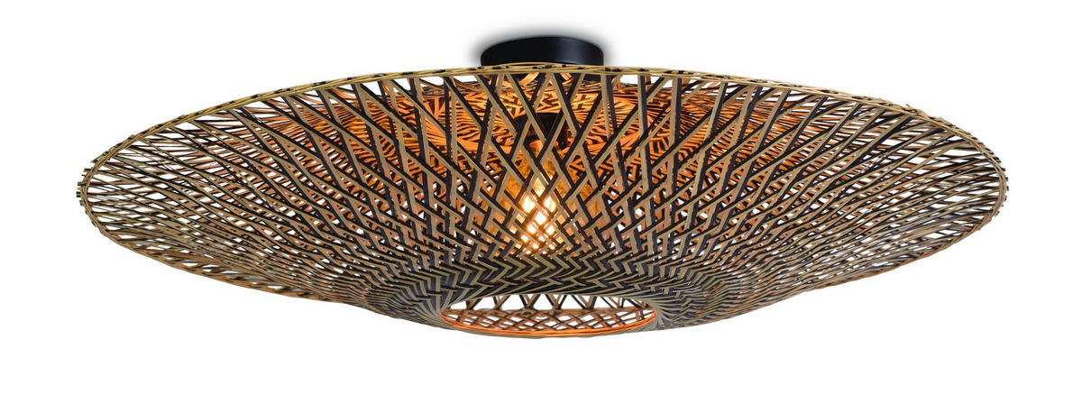 STROPNÍ SVÍTIDLO, 87/23 cm  - černá/přírodní barvy, Trend, dřevo (87/23cm) - Good & Mojo